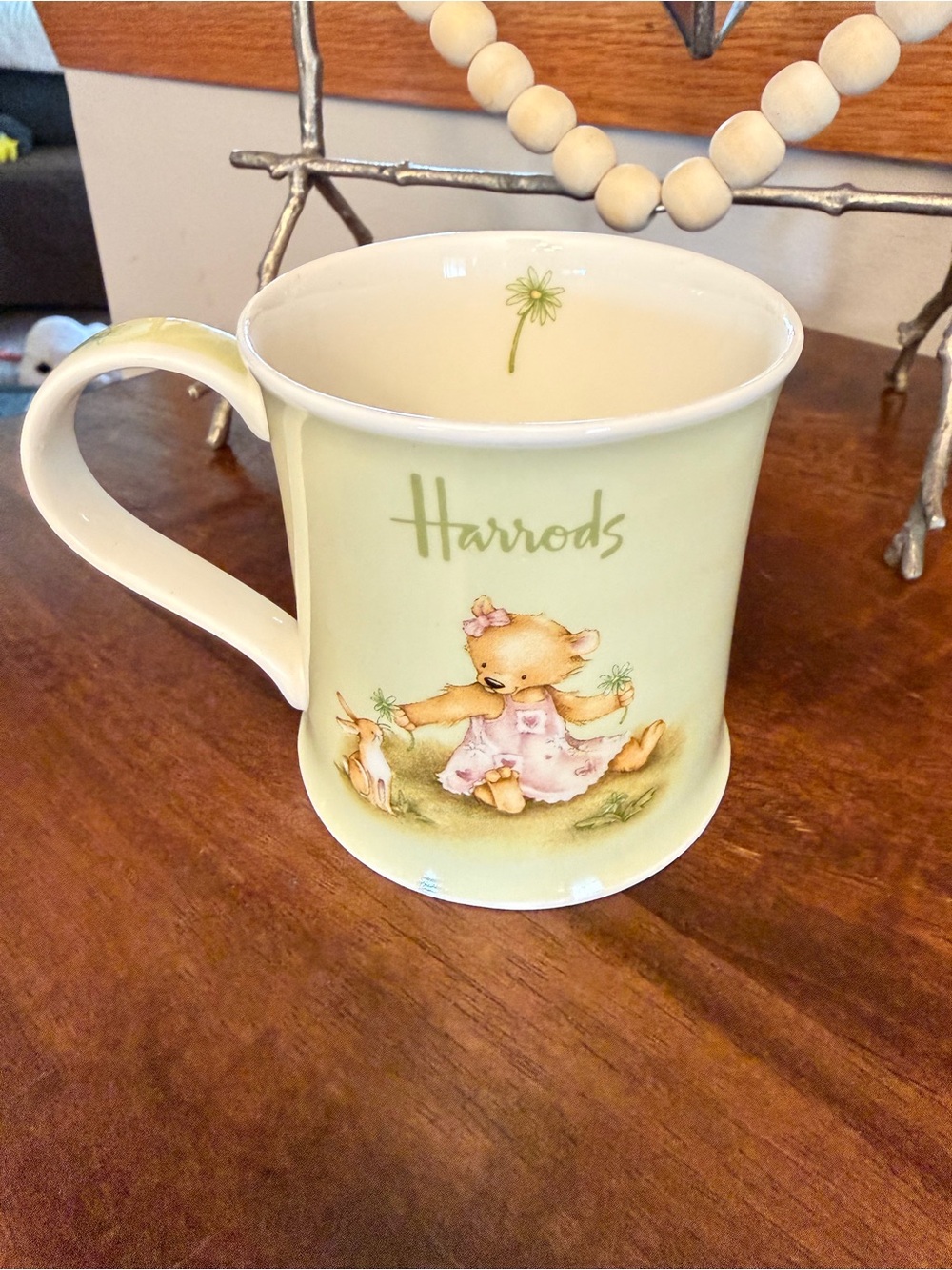 Harrods Pale Green Teddy Bear Illustration Mug
